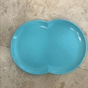 Vintage Aqua Blue Ceramic Dinner Plate